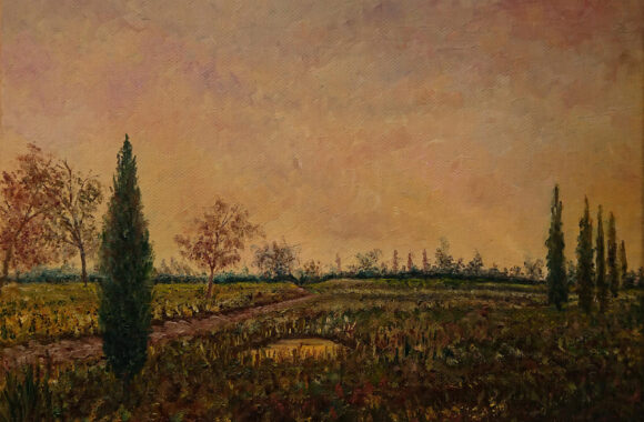 Landscape with cypresses