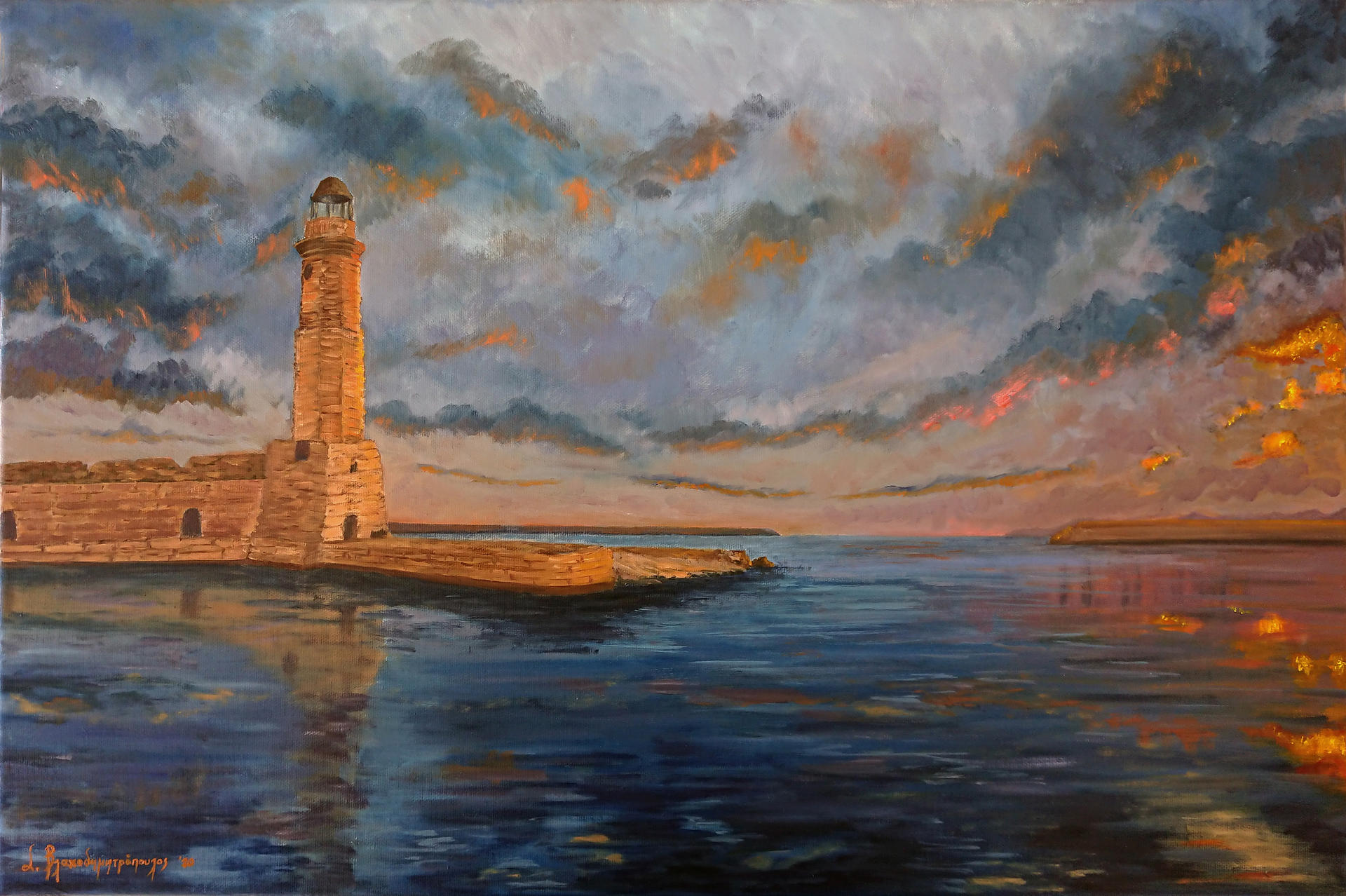 Lighthouse of Rethymno at sunset